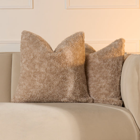 2 Pack Teddy Marl Texture Cushion Covers - Natural