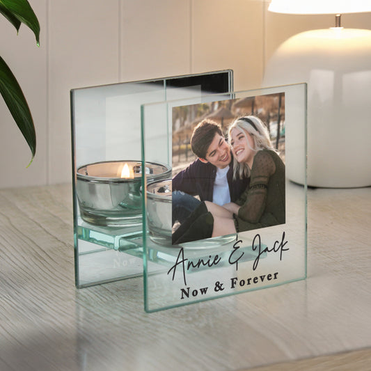 Personalised Photo Upload Mirrored Glass Tealight Holder