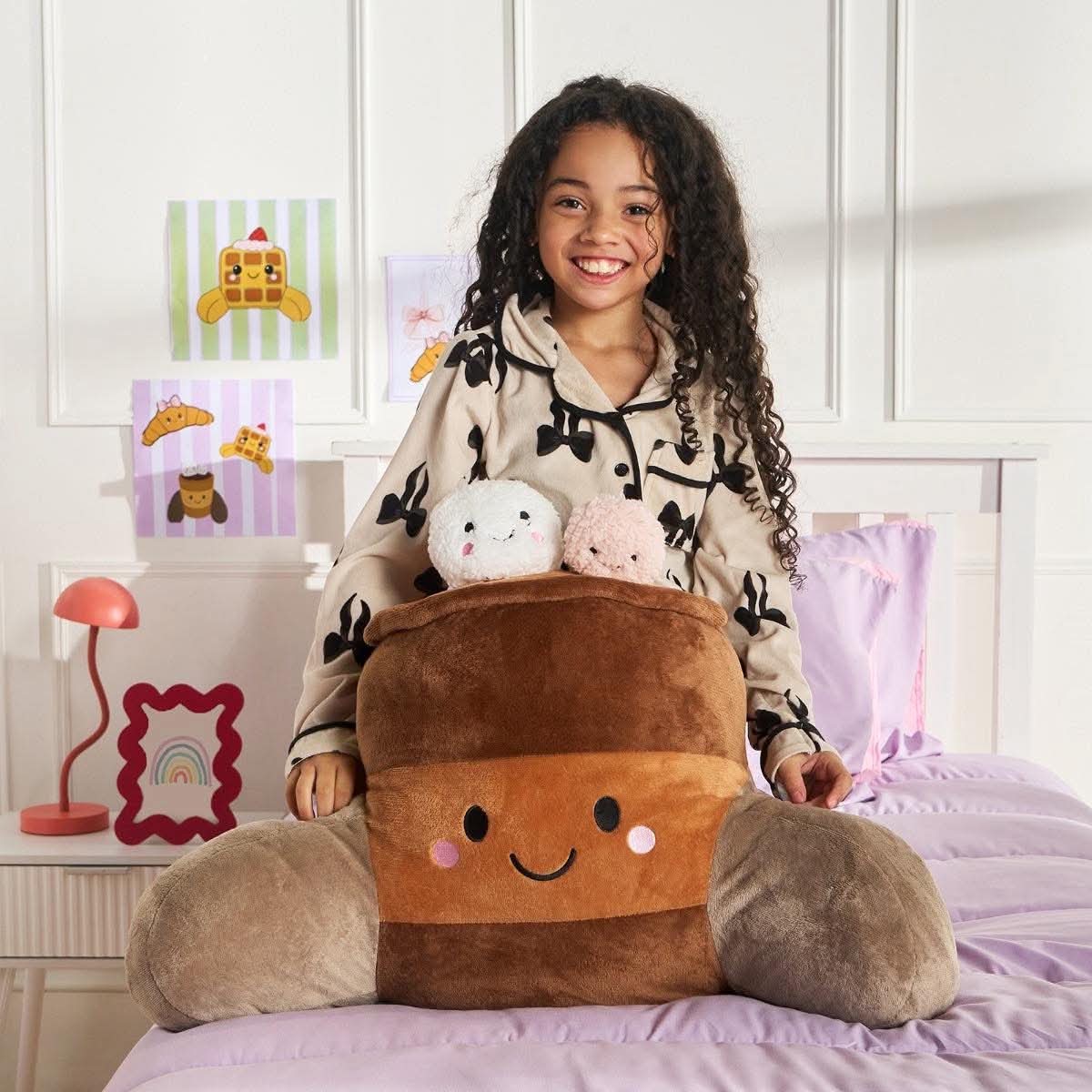 Hugo The Hot Chocolate cuddle cushion- Brown