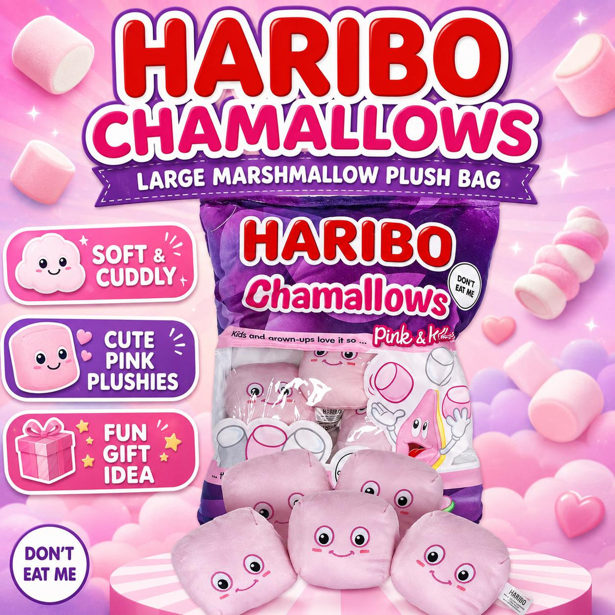 Haribo chamallows plush bag with 5 mini marshmallow soft toys