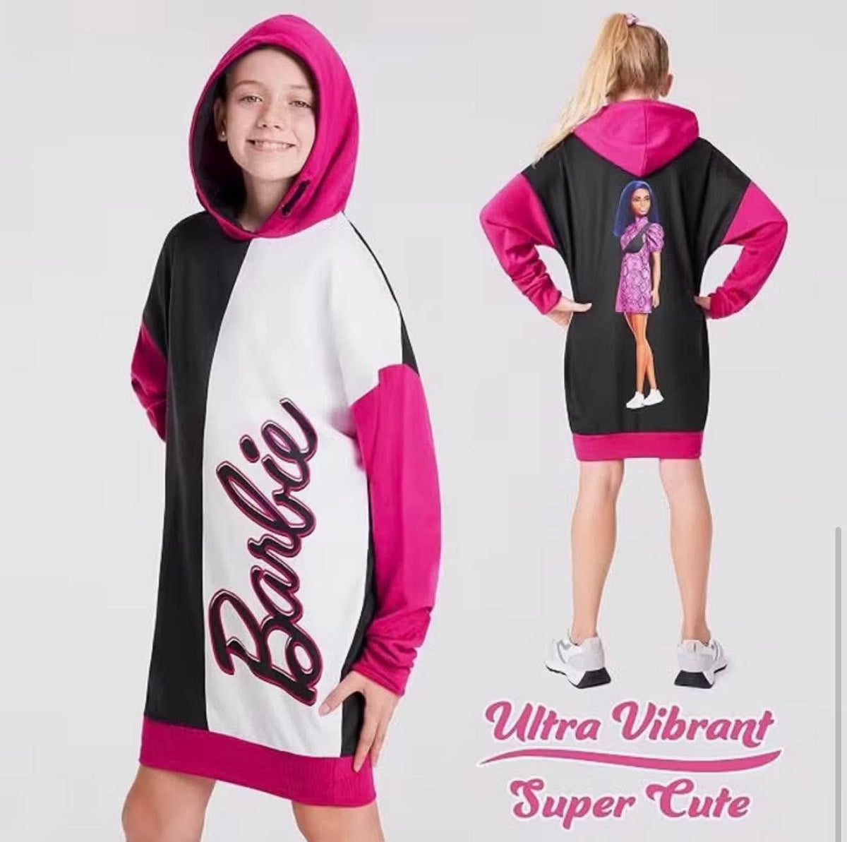 Girls barbie oversized hoodie sweater dress