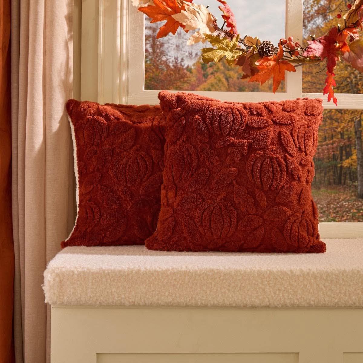 Tufted pumpkin cushion covers- Rust pack of 2