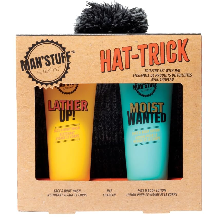 Man stuff hat-trick men's grooming gift set