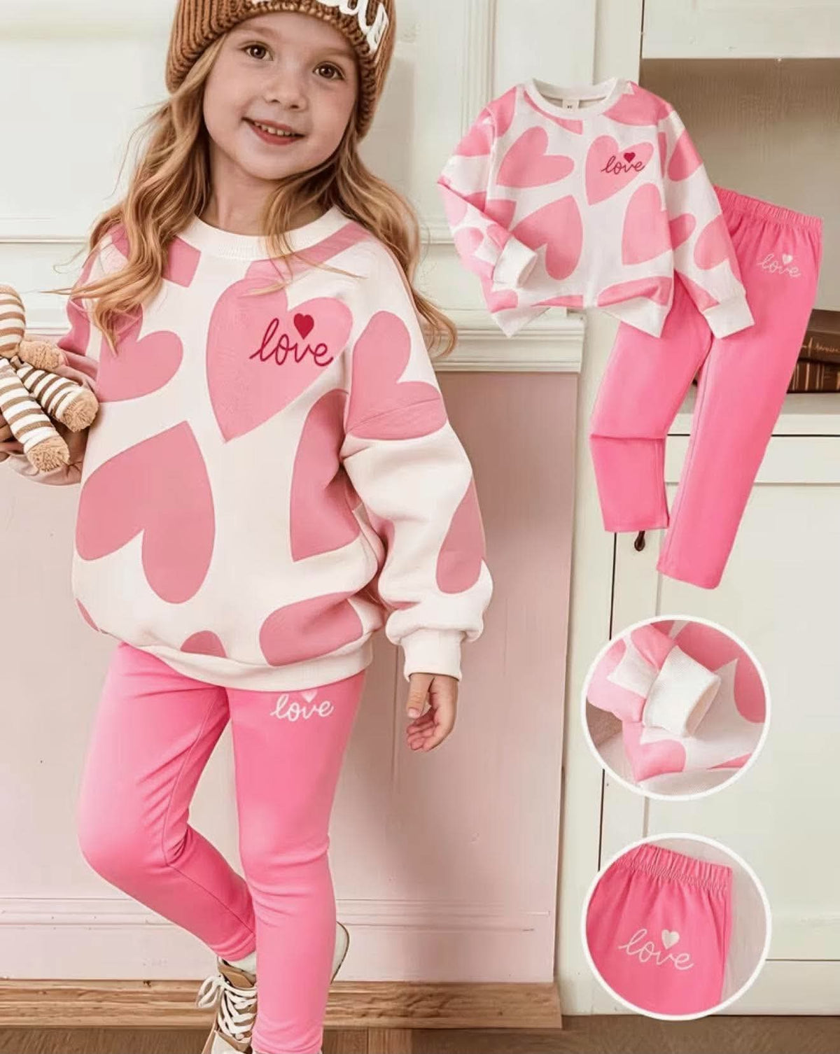 Girls autumn winter love letter print