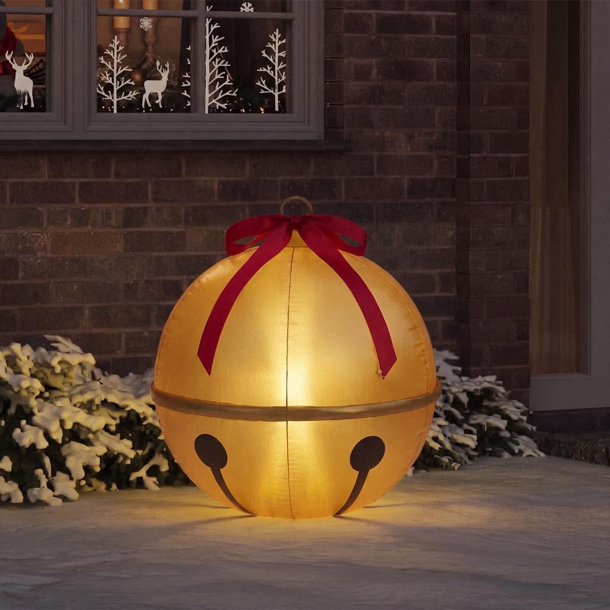 Indoor/outdoor inflatable hanging LED bell decoration - gold