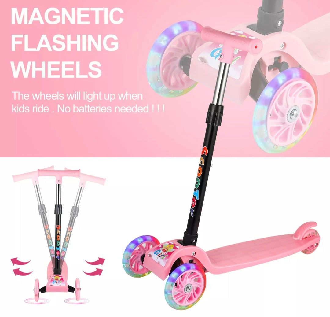 Kids Kick Push Scooter 3 Wheels LED Flashing