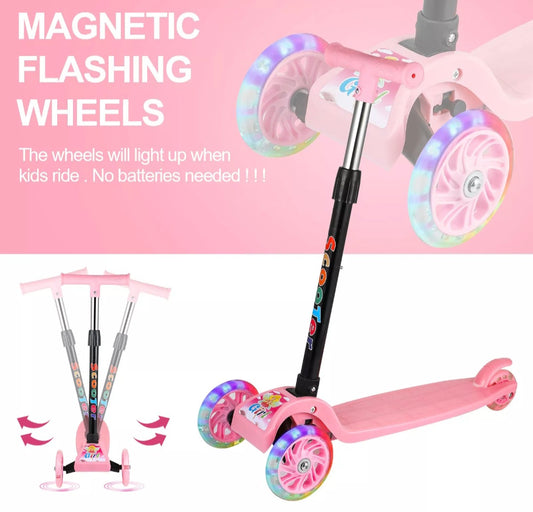 Kids Kick Push Scooter 3 Wheels LED Flashing