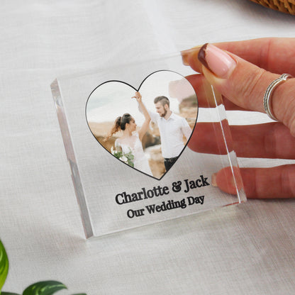 Personalised Heart Photo Upload Small Glass Ornament