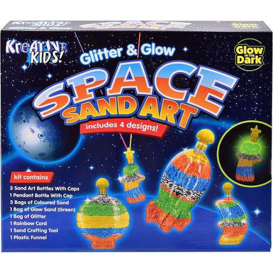 Glitter and glow in the dark space sand art kit