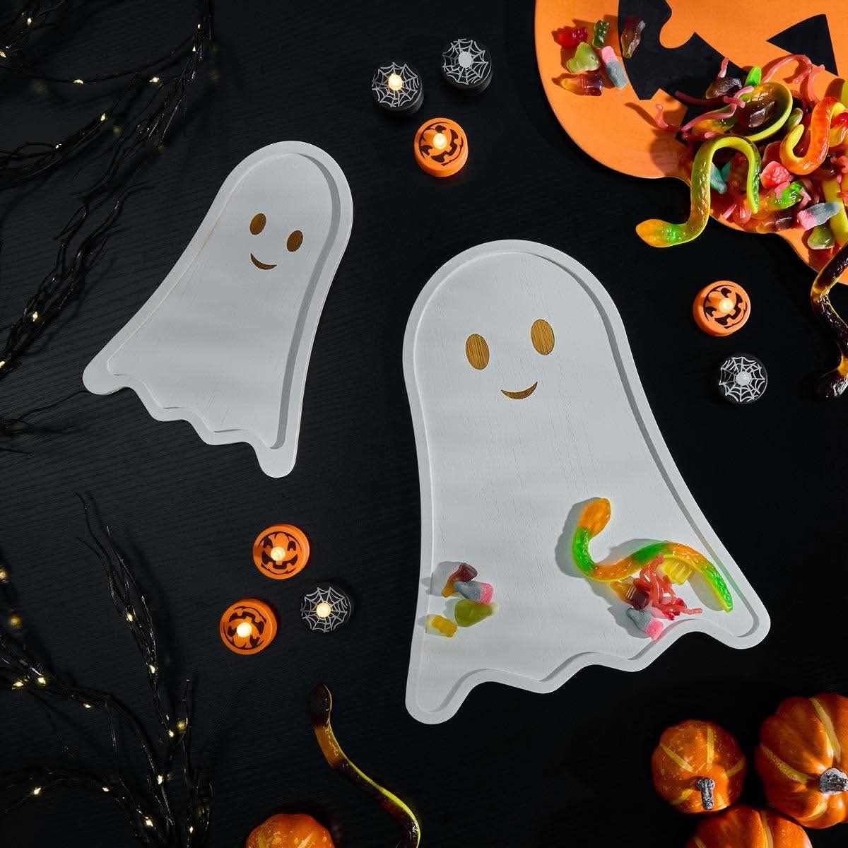 2 pack halloween ghost wooden serving boards - white